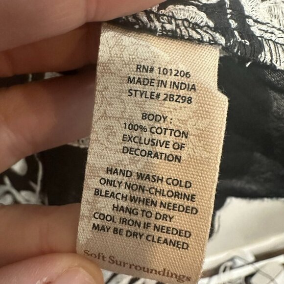 Soft Surroundings Embroidered Dress Size Medium Boho Black Cotton Maxi NWOT - Picture 7 of 9